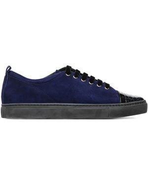 Lanvin Suede Leather-Cap Trainers - Blue