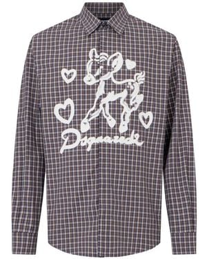 DSquared² Camisa De Hombro Caído A Cuadros Clásica - Gris