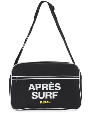 APRÈS SURF Logo-Print Contrast-Trim Shoulder Bag - Black