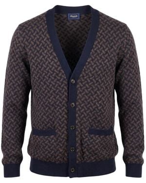 Drumohr Razor Cardigan Aus Jacquard Und Kaschmir - Blau