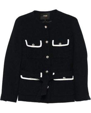 Maje Belted Tweed Jacket - Black