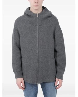 RE_BRANDED Hooded Zip-Up Cardigan - Gray