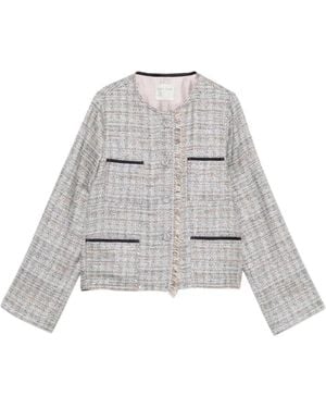 forte_forte And Fringed Tweed Jacket - White