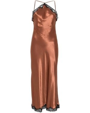 RIXO London Harlan Lace-Trimmed Slip Dress - Brown