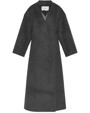 Entire studios V-Neck Wool Coat - Black