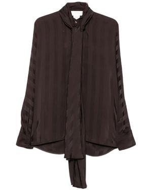 Sportmax Corsaro Pussy-Bow Striped Blouse - Brown