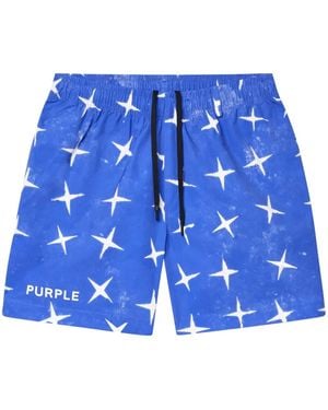 Purple Brand Stars All Around Shorts - Blue