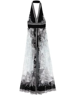 Elie Saab Printed Chiffon Dress - White