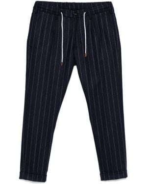 Eleventy Pinstripe-Pattern Trousers - Blue