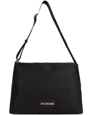 Love Moschino Logo-Plaque Adjustable-Strap Shoulder Bag - Black