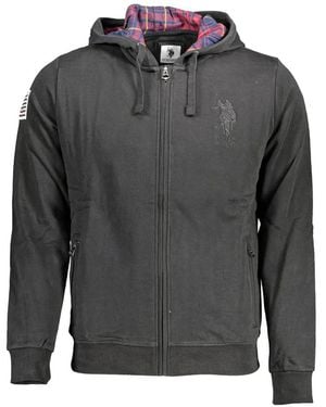 U.S. POLO ASSN. Logo-Embroidered Zip-Up Hoodie - Grey