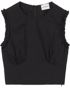 Claudie Pierlot Ruffled Cropped Blouse - Black