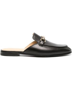 SCAROSSO Horsebit-Detail Leather Mules - Black