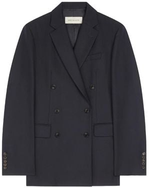 Dries Van Noten Double-Breasted Wool Blazer - Blue
