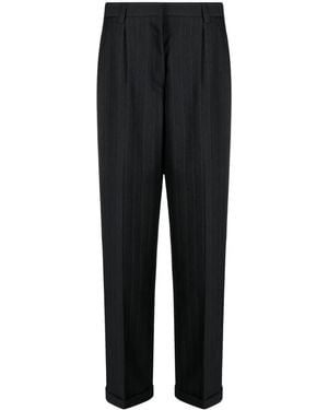 Miu Miu Pinstripe Herringbone Wool Pants - Black