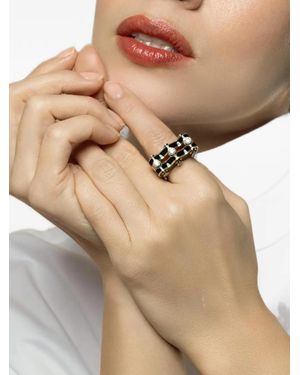 David Webb Diamond And Enamel Small Wave Studlette Ring - Natural