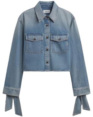 Agolde Camicia Denim Hewitt Con Polsini Con Laccetti - Blu