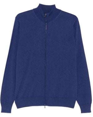 FILIPPO DE LAURENTIIS Zip-Up High-Neck Cardigan - Blue