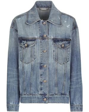 Dolce & Gabbana `Flower Power` Denim Jacket - Blue