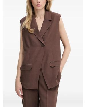 Samsøe & Samsøe Padded-Shoulder Sleeveless Blazer - Brown
