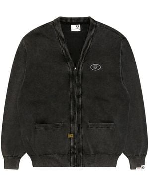 Aape By A Bathing Ape V-Neck Patch-Detail Cardigan - Black