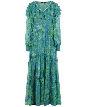 Etro Floral-Print Ruffled Maxi Dress - Green