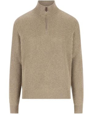 Loro Piana Plane Tree ジップネック セーター - ナチュラル