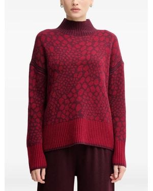 MARC AUREL Patterned Funnel-Neck Jumper - Red