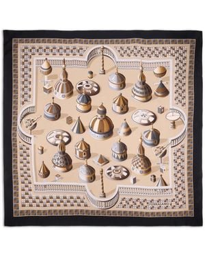 Ferragamo Geometric-Print Scarf - Natural