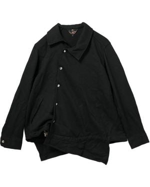 COMME DES GARÇON BLACK Asymmetric Press-Stud Jacket - Black