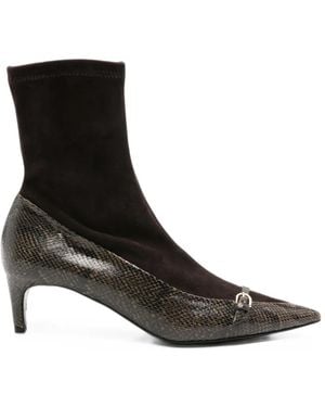 Roberto Del Carlo Snakeskin-Effect Buckled Ankle Boots - Black