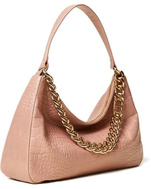 Twinset Liliane Crocodile-Effect Chain Shoulder Bag - Natural