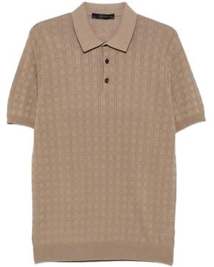 Jeordie's Check-Pattern Polo Shirt - Natural