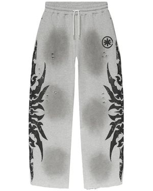 LOSTSHDWS Acid-Wash Graphic-Print Track Trousers - Grey