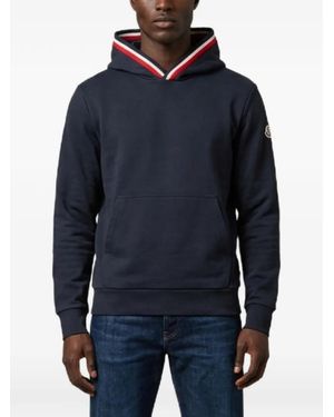Moncler Tricolour-Detail Hoodie - Blue