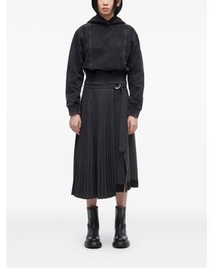 3.1 Phillip Lim Denim Ribbed-Hem Hoodie - Black