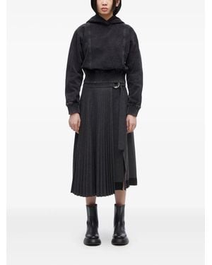 3.1 Phillip Lim Denim Ribbed-Hem Hoodie - Black