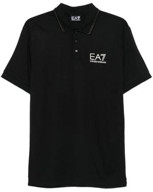 EA7 Poloshirt mit Logo-Print - Schwarz
