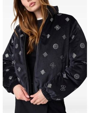 Guess Amalia Allover Peony Puffer Jacket - Black