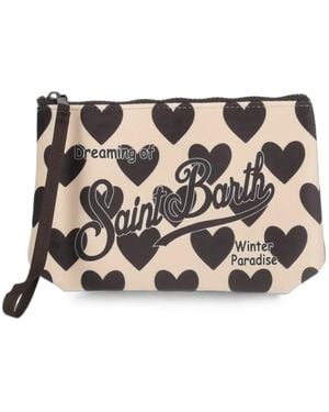 MC2 Saint Barth Aline Clutch Mit Herz-Print - Weiß