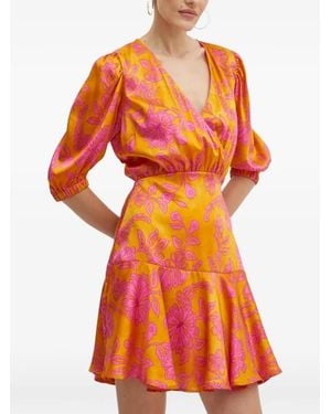 Morgan Ralba.F Floral-Print Ruffled Mini Dress - Orange