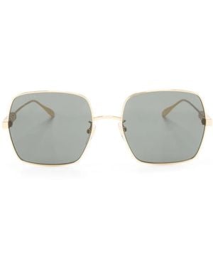 Gucci Logo-Lettering Square-Frame Sunglasses - Grey