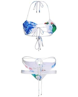 Amir Slama Bikini A Fiori - Blu