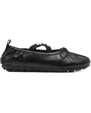 【Simone Rocha】ブラックベルチャームクロシェフラットシューズ Simone Rochaのブラック ベルチャーム クロシェ フラット