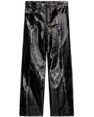 Dries Van Noten Loose Leather Trousers - Black