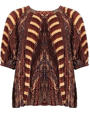 Ulla Johnson Pleated Striped Blouse - Brown
