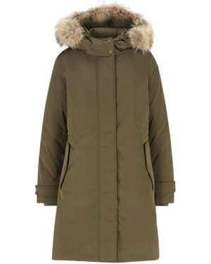 Woolrich Parka con capucha y ribete de pelo artificial - Verde