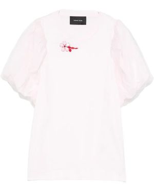 Simone Rocha Puff-Sleeve Flower T-Shirt - White