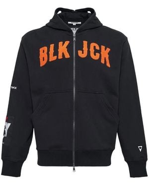 Black Jack Jewelry Zip-Fastening Logo-Detail Hoodie - Blue