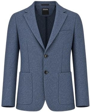 ZEGNA Single-Breasted Blazer - Blue